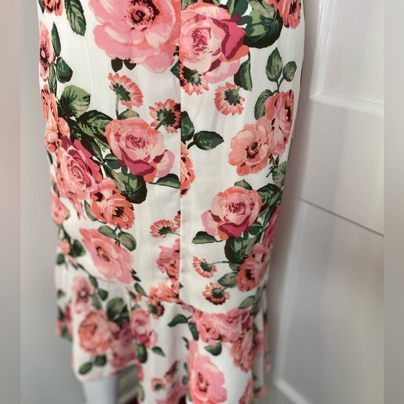 LEITH Nordstrom NWT Pink Floral Ruched Ruffled Midi Dress - Picture 7 of 7